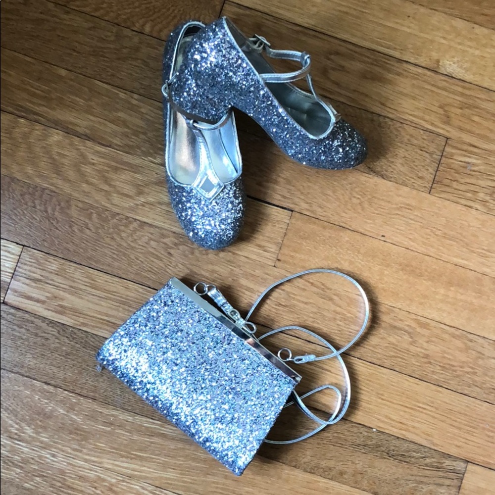 Monsoon Children's Glitter heels with matching bag